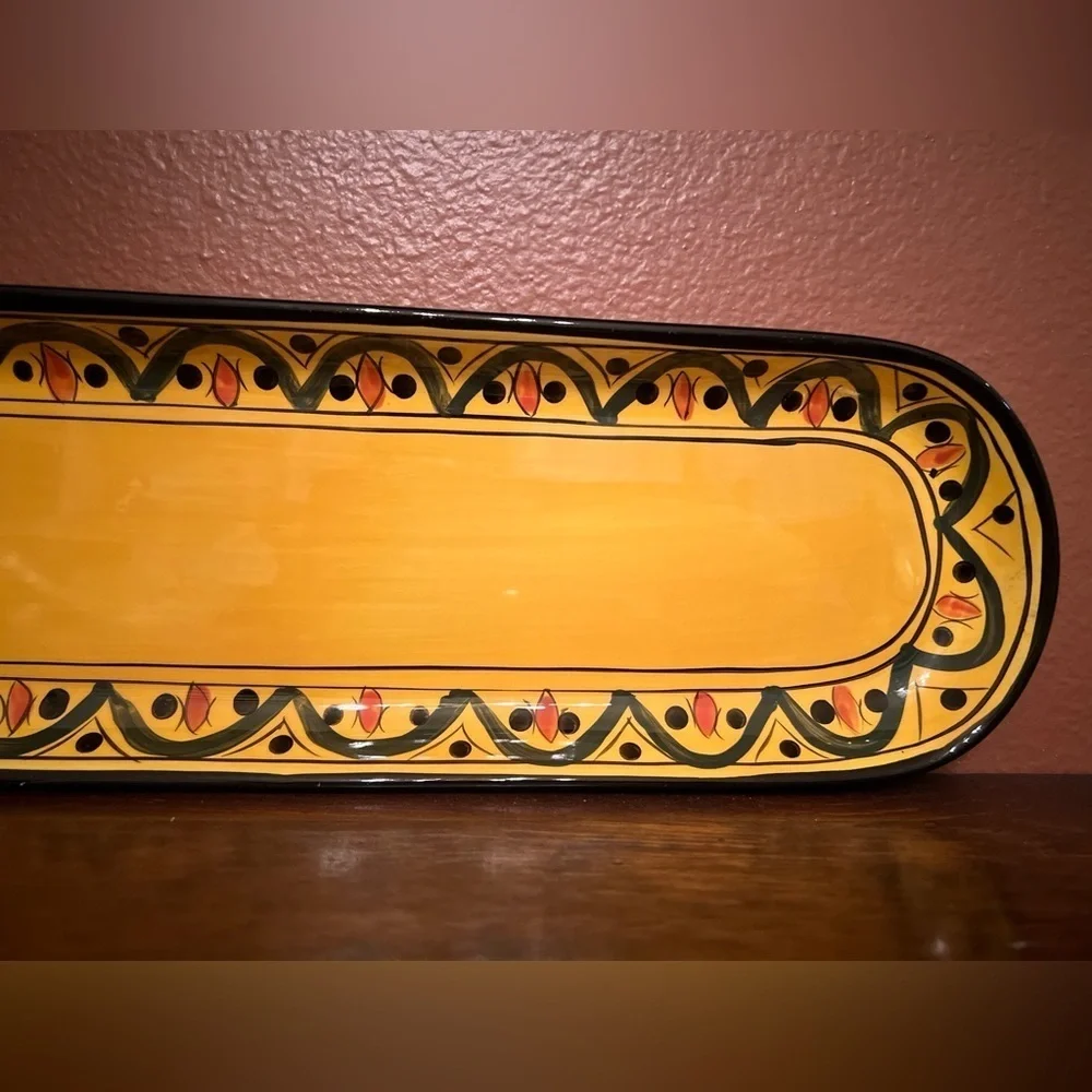 Pottery Barn Yellow & Black‎ Kasara Oval Platter Ceramic Tray